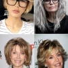 Közepes hosszúságú frizurák idősebb hölgyek szemüveggel
